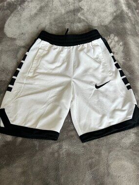 Boys Nike White w Black Trim Dri-Fit Shorts Size S NWT